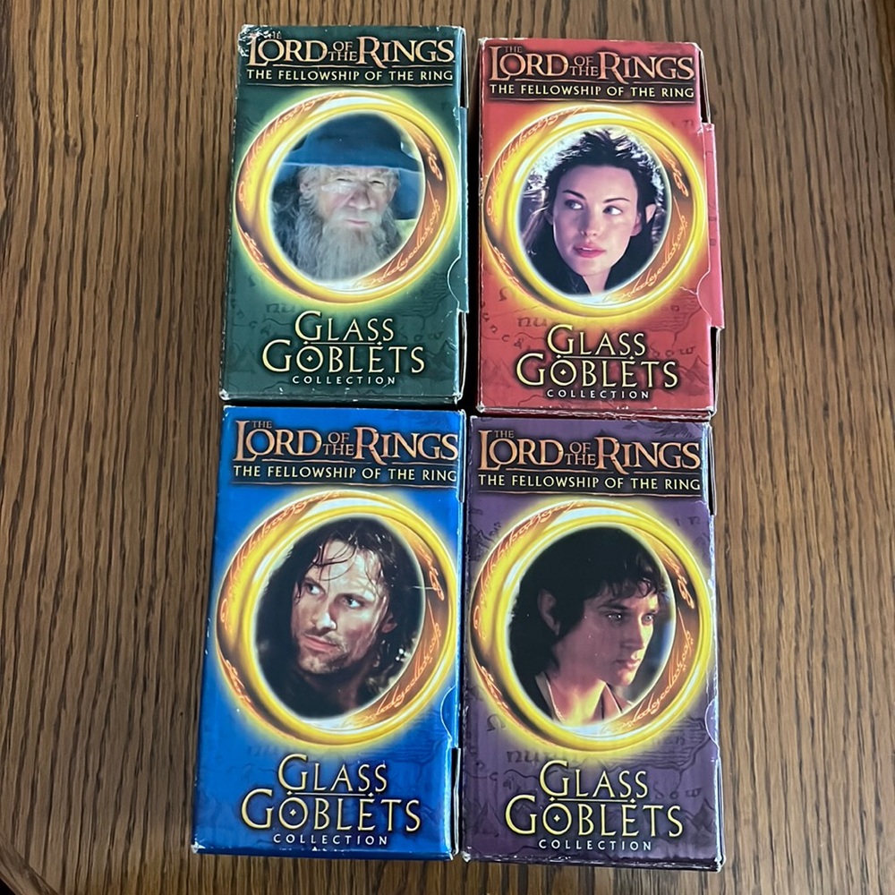 Full collection Lord of the Rings Glass Goblets